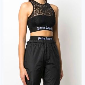 Palm Angels Devore Sheer logo print training top